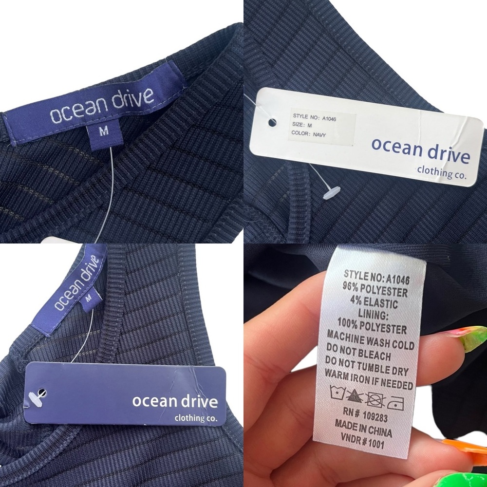 Ocean Drive Junior’s Size Medium Navy Sleeveless Sheer Bow Back Tank Dress A1046 - Picture 3 of 15